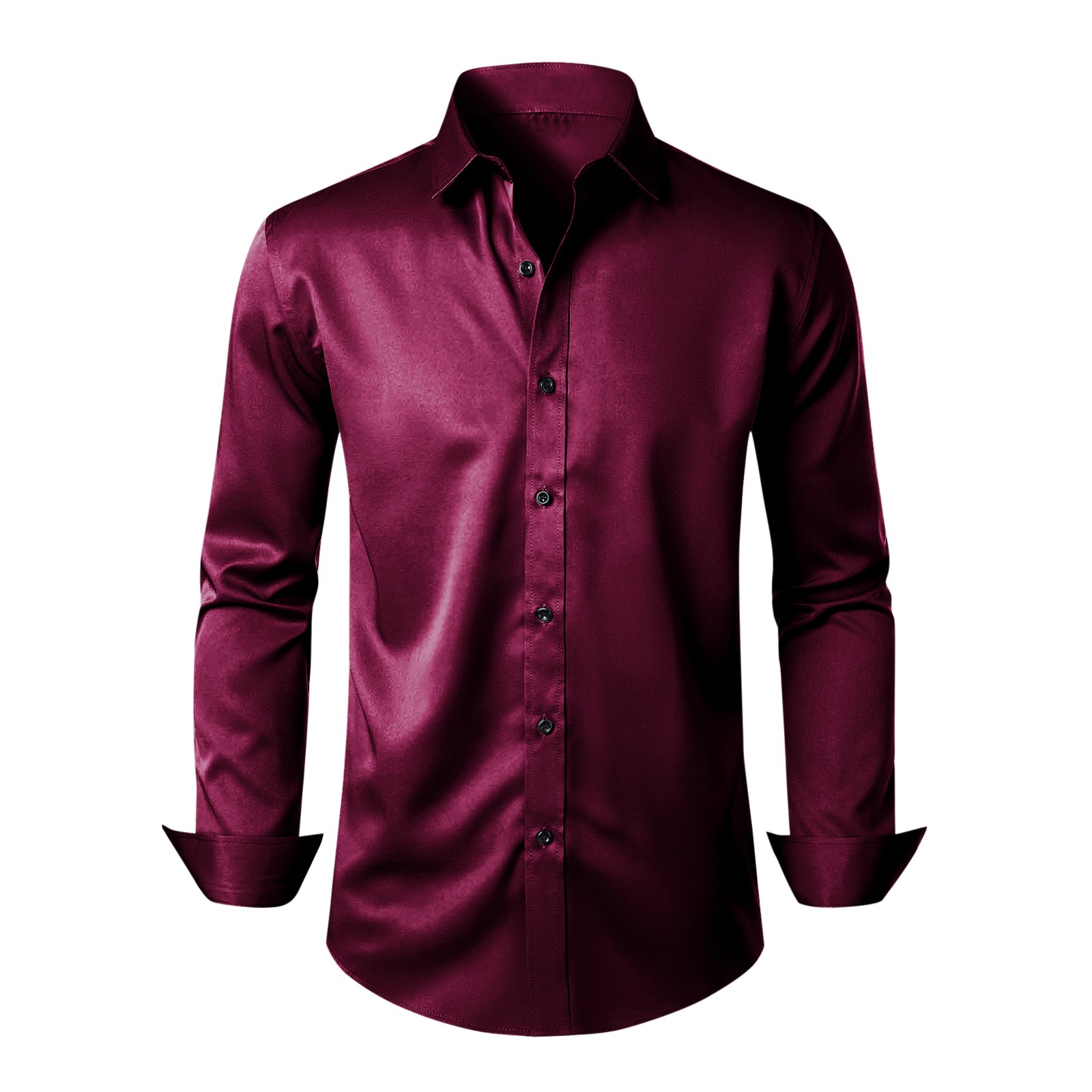 thumbnail image 4 of Camisa de vestir elástica y resistente a las arrugas para hombre: formal, de manga larga, corte ajustado, botones, tejido de poliéster, para ocasiones formales y de negocios., 4 of 7